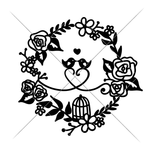 Love Birds Wreath With Heart Svg Png Dxf Eps Chameleon Cuttables Llc