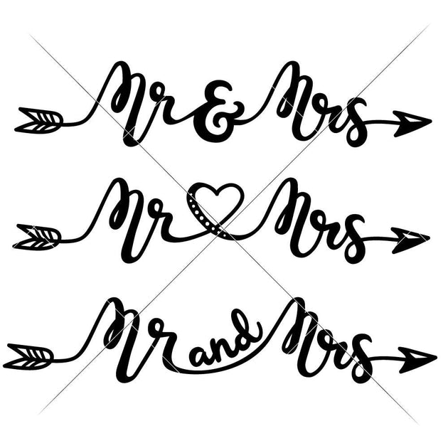 Mr And Mrs Arrow Wedding Sign Svg Png Dxf Eps Chameleon Cuttables Llc