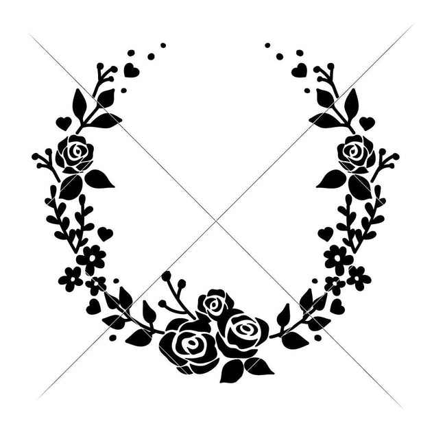 Wreath with Roses open svg png dxf eps Chameleon Cuttables LLC