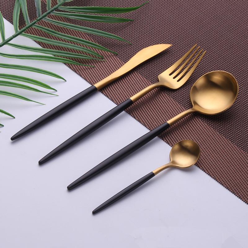 kitchen-dining-brushed-gold-flatware-set-black