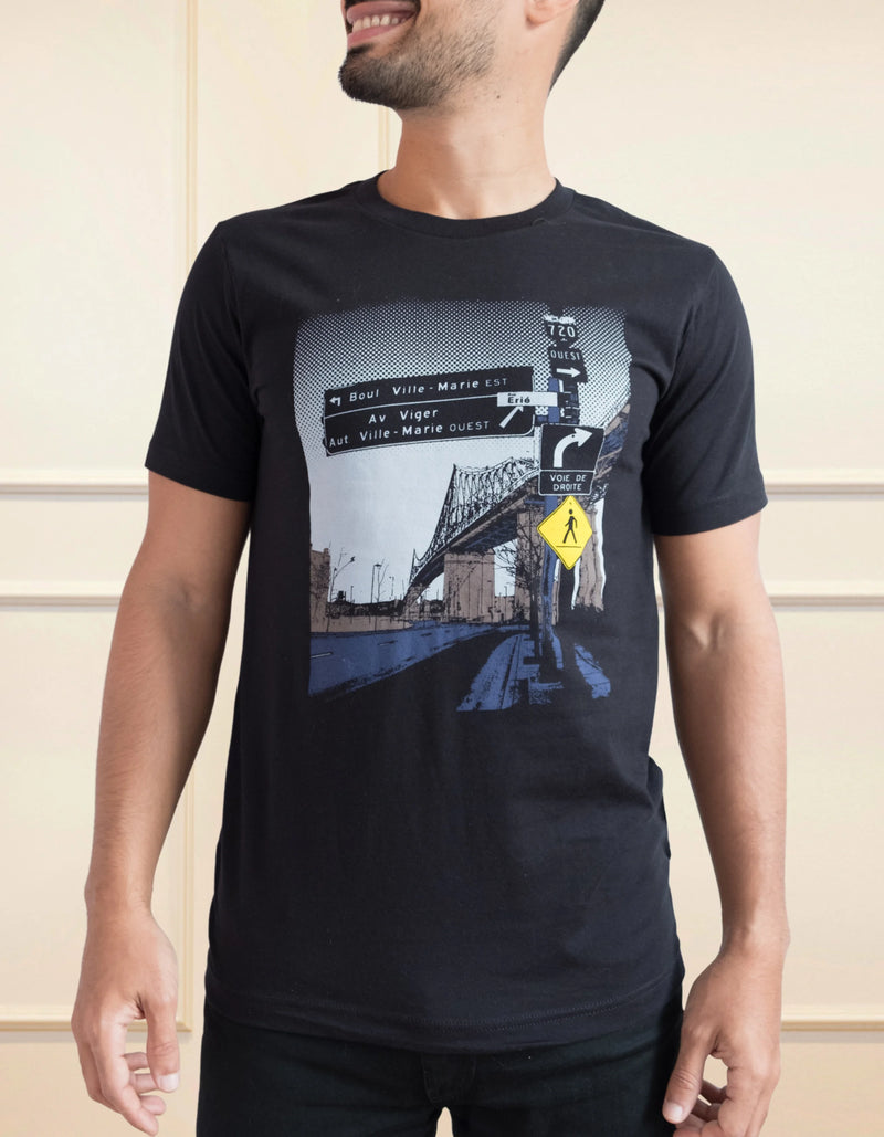 Jacques Cartier Bridge T-Shirt Men Black