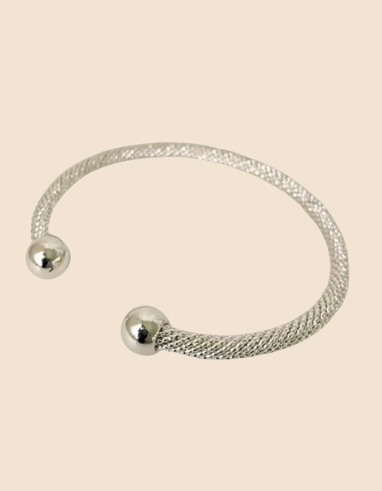 Cuff Bracelet Ball Ends Silver