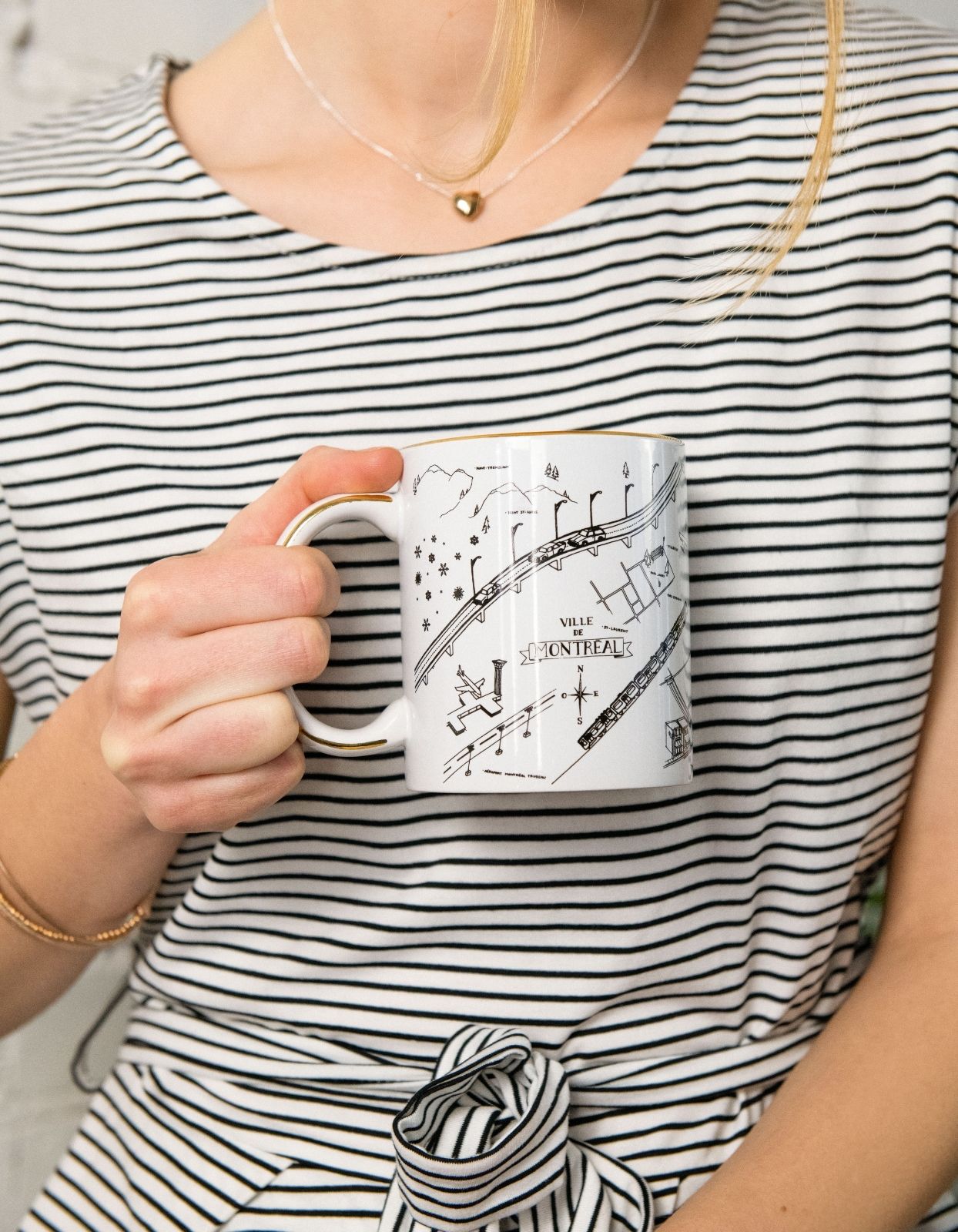 ONZE Mug Touch Of Real 14K Gold Montreal Map