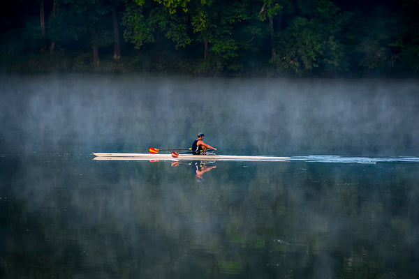 Man rowing Lake Linganore.