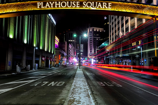 Playhouse Square in color.