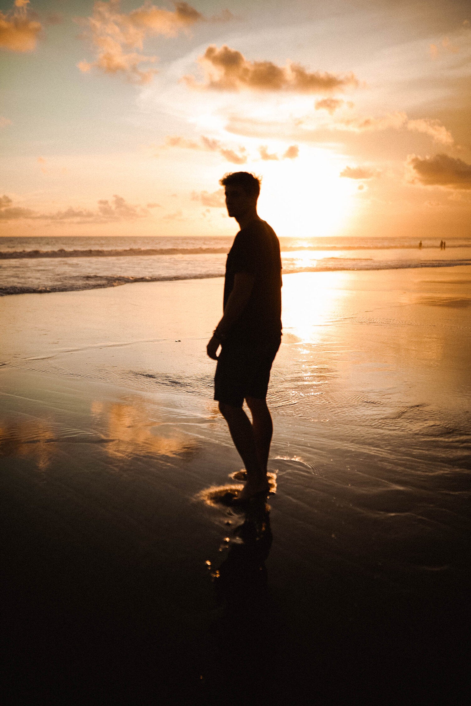 Lost LeBlanc at sunset on beach in Canggu, Bali