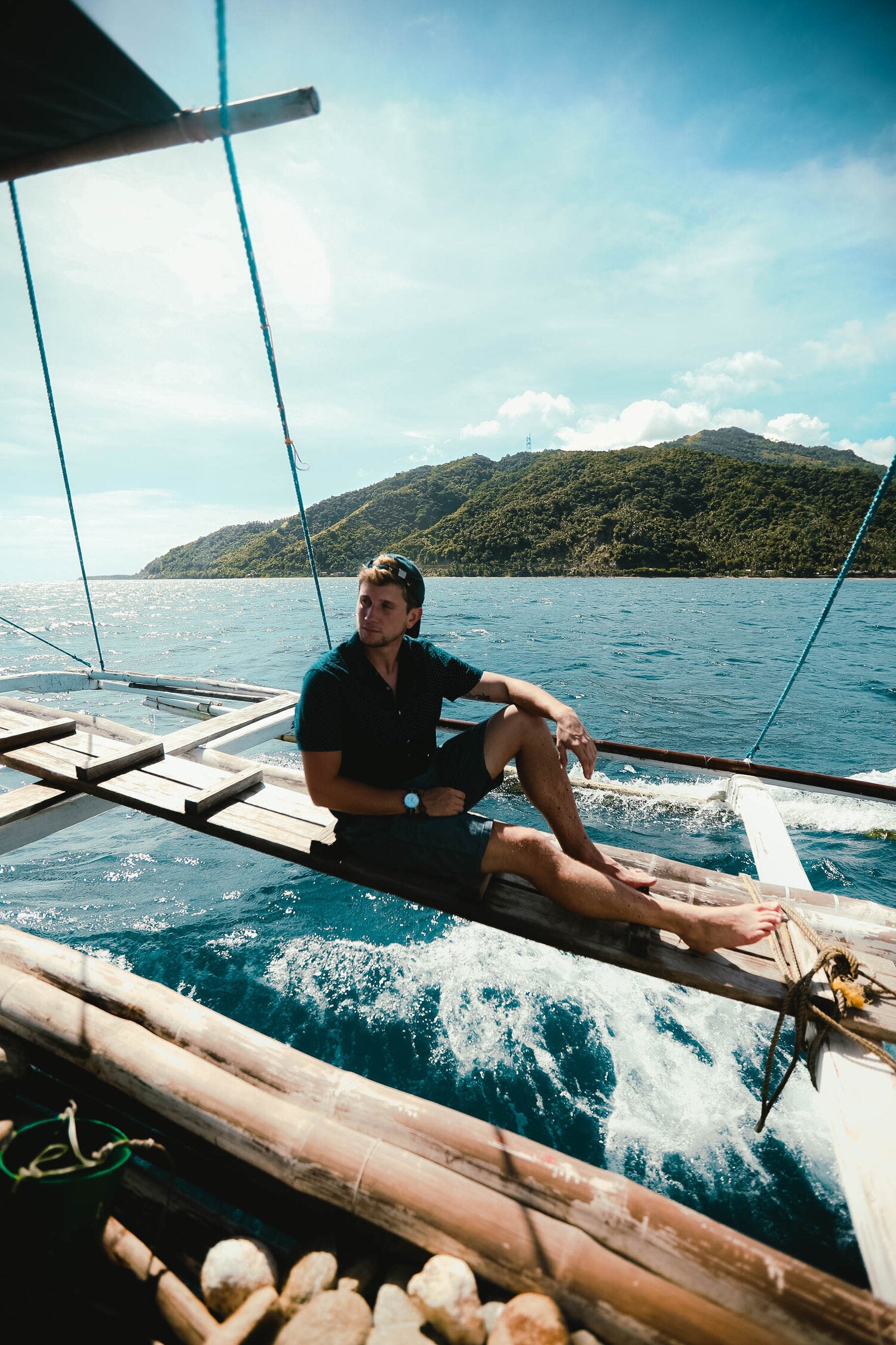 Lost LeBlanc on boat on way to Cresta De Gallo, Philippines