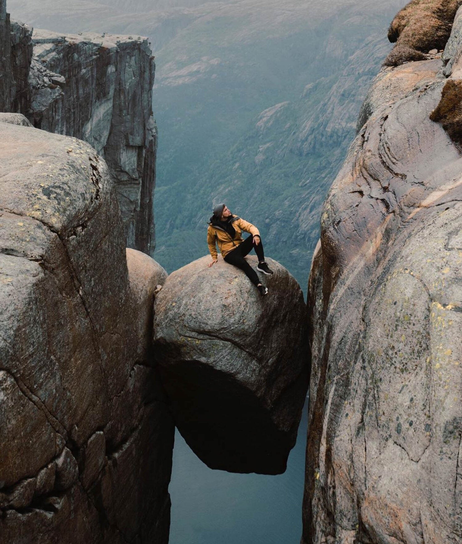 Lost LeBlanc on the rock at Kjerag, Norway
