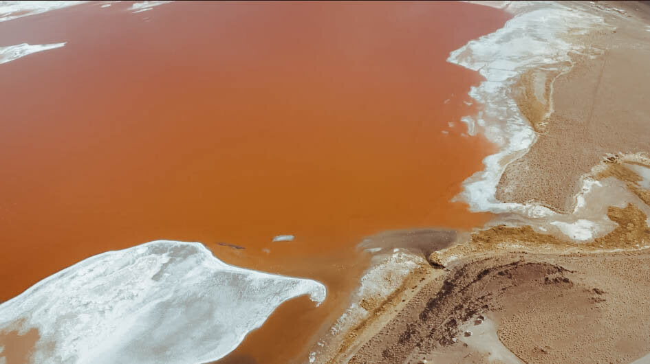 Red lake in Bolivia
