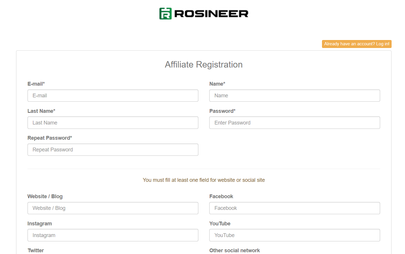 Rosineer Affiliate Referral Program