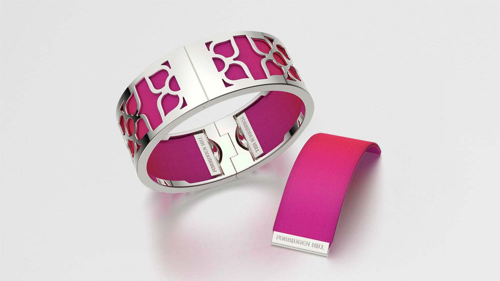 Lotus Bangle with Dragonfruit Pink Silk Slides