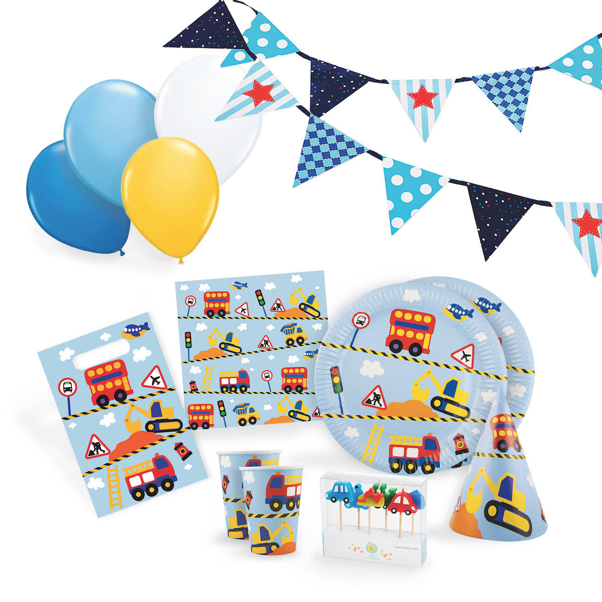 VCOSTORE 64 Pcs Construction Themed Party Decorations Birthday Party Supplies Kit 