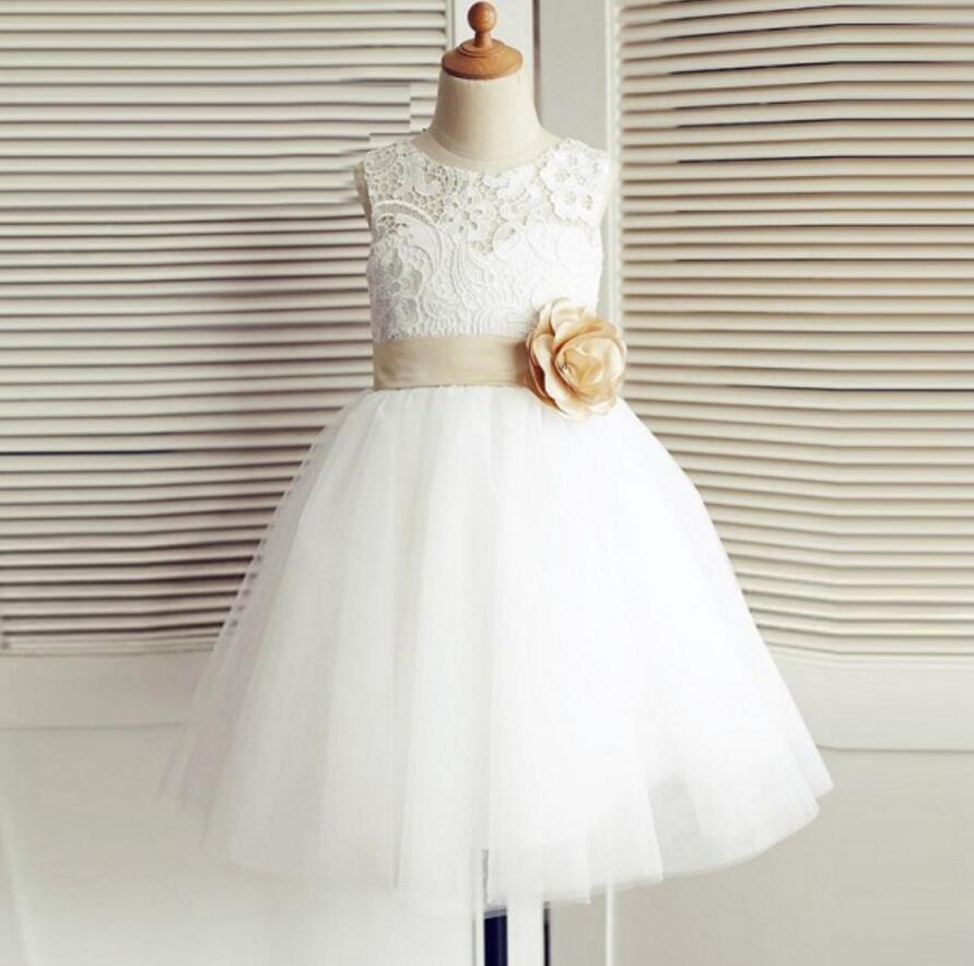 white and gold little girl dresses