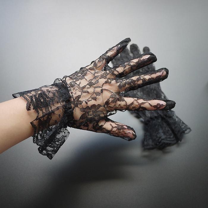 black lace wedding gloves