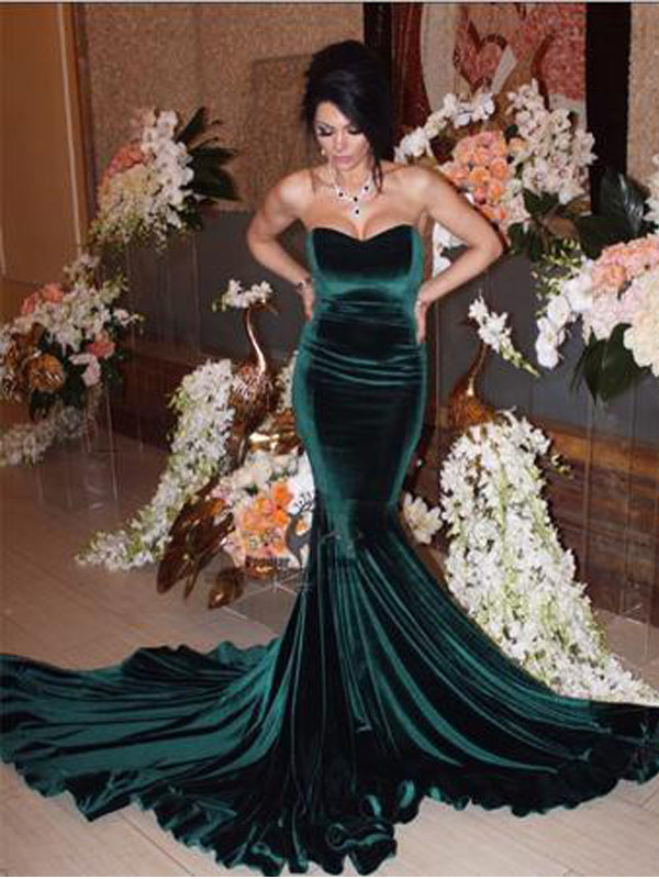 green velvet evening dress