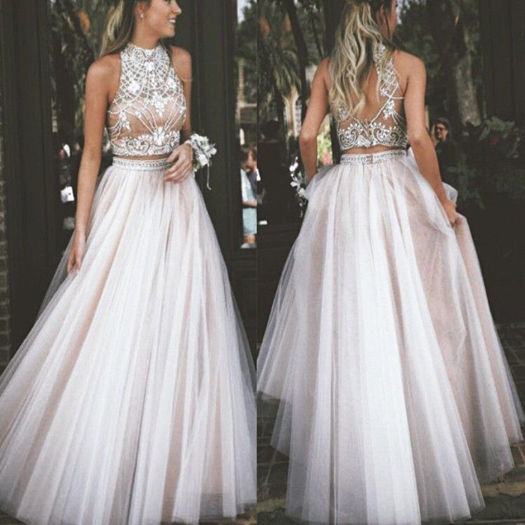 Hot Sale Two Pieces Ball Gown Sparkly Formal Junior Evening Prom Dress – PriorBridal