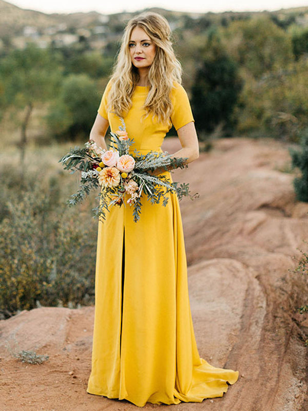 yellow long sleeve bridesmaid dresses