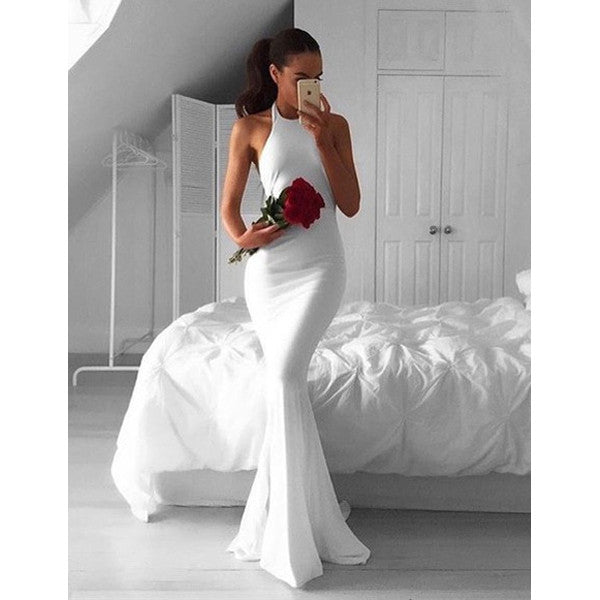 simple white mermaid wedding dresses