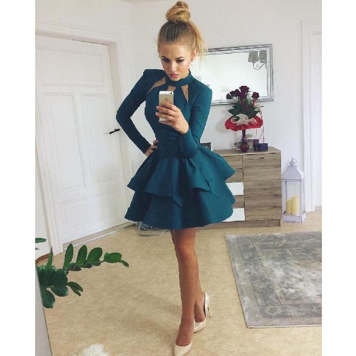 teal long sleeve dress