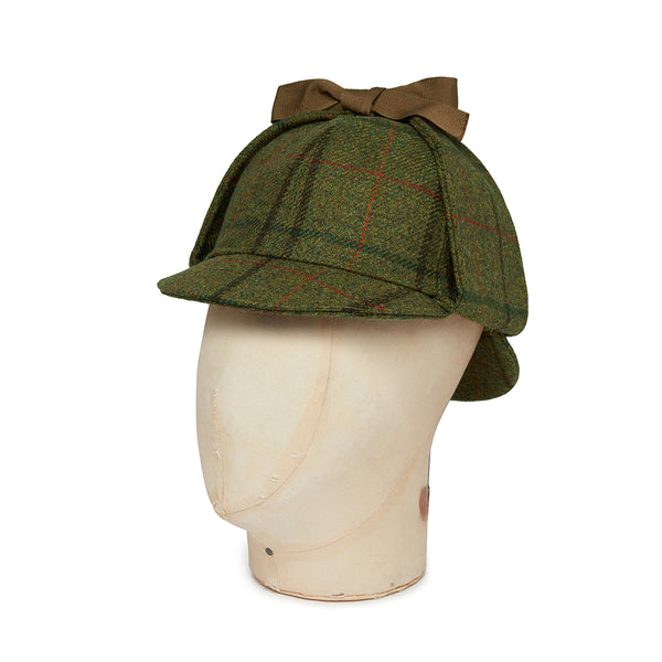 green with brown overcheck woolen deerstalker