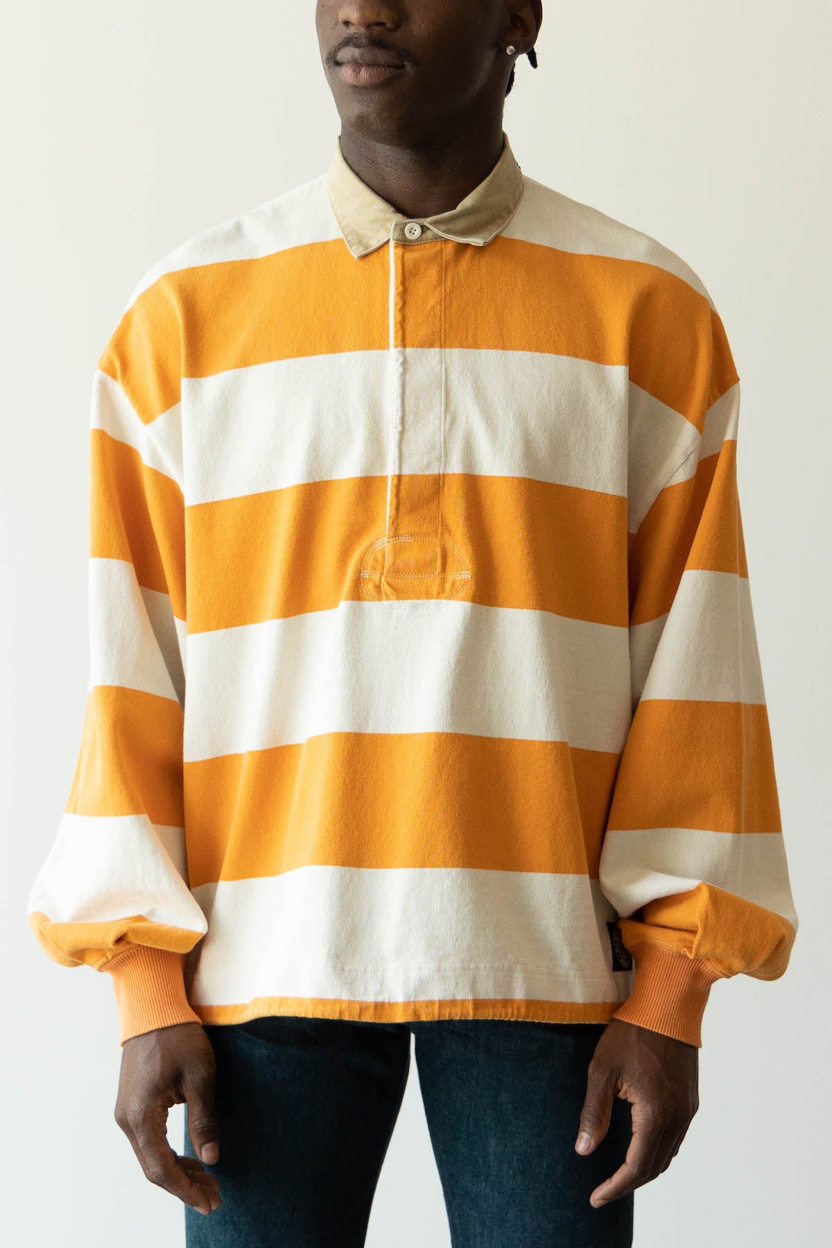 Kapital - JAIL Stripe Jersey BIG Rugger Shirt - Orange - Canoe Club
