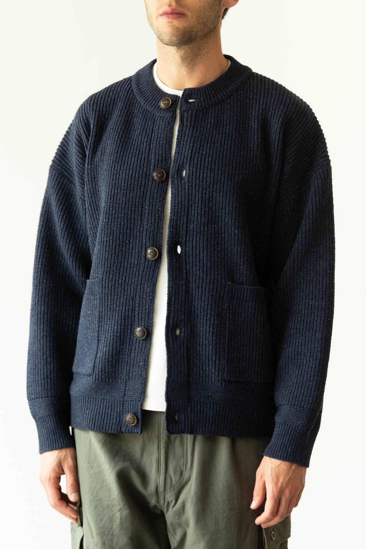 FrizmWORKS - Heavy Wool Round Cardigan - Indigo - Canoe Club