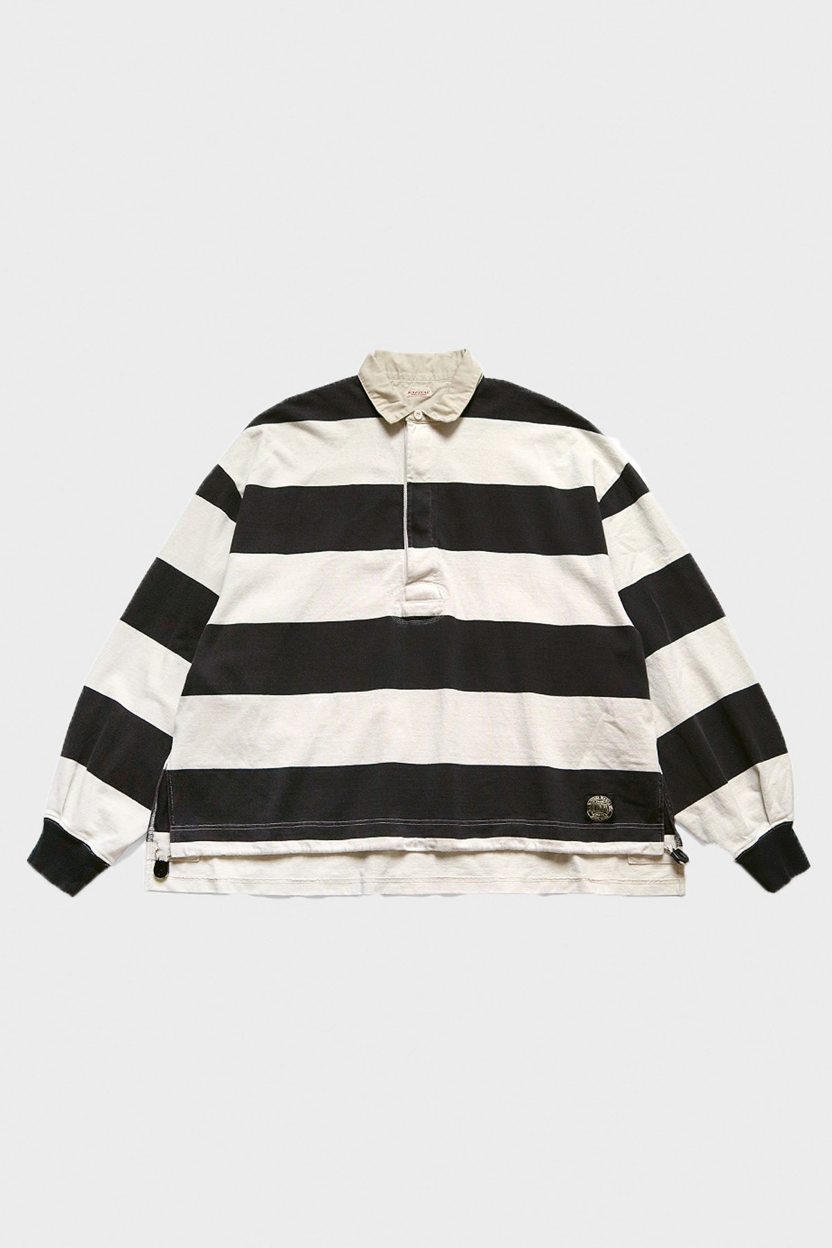 Kapital - JAIL Stripe Jersey BIG Rugger Shirt - Black - Canoe Club