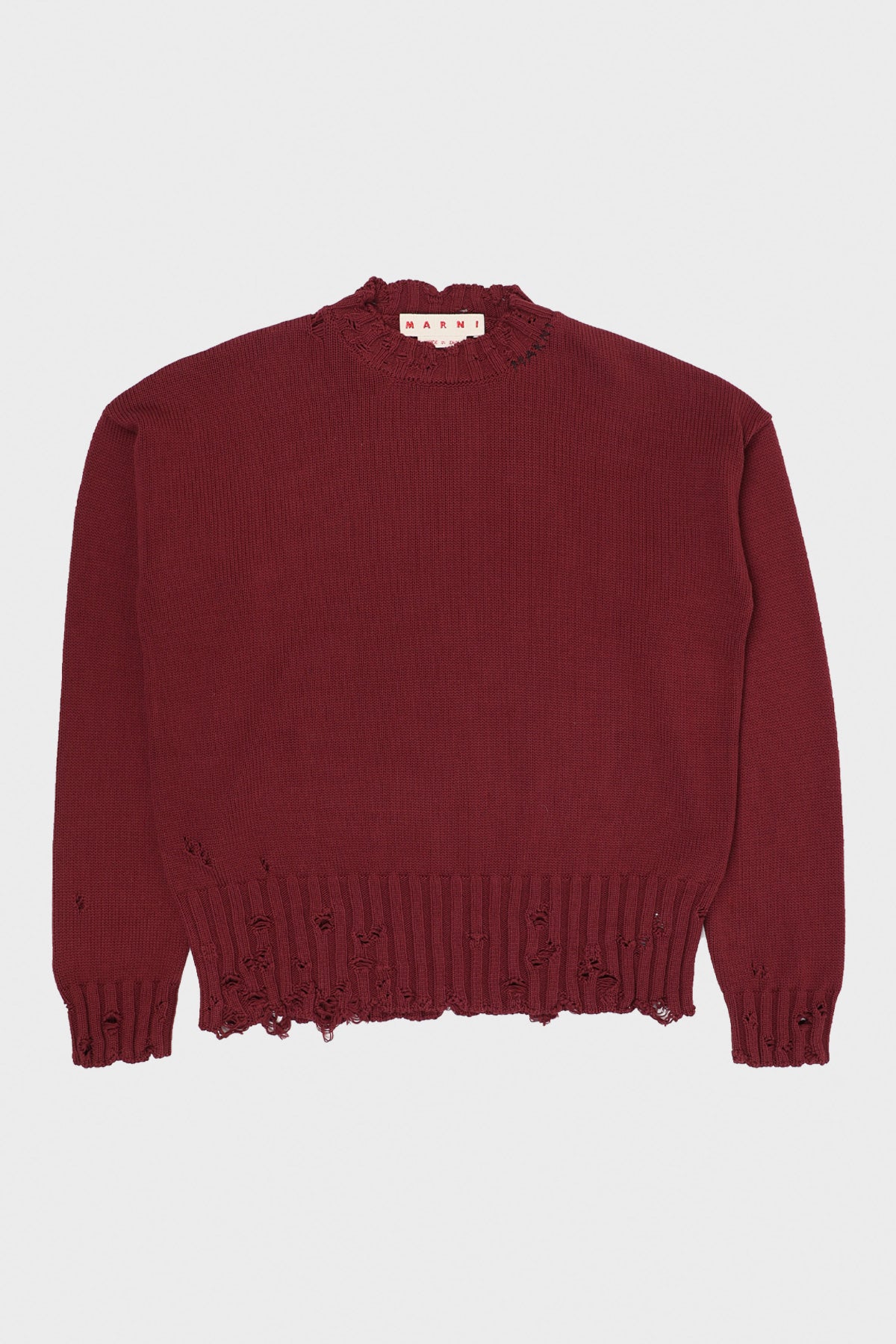 Marni - Dishevelled Cotton Sweater - Ruby - Canoe Club