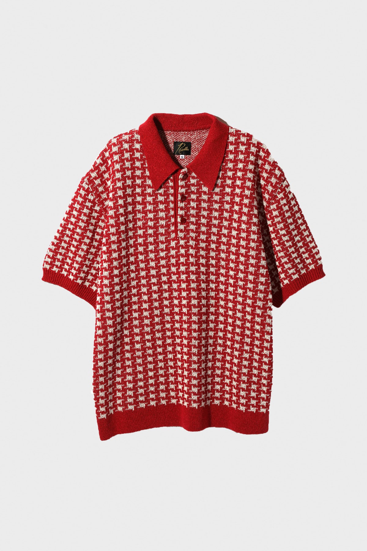 Needles - Houndstooth Polo Sweater - Red - Canoe Club