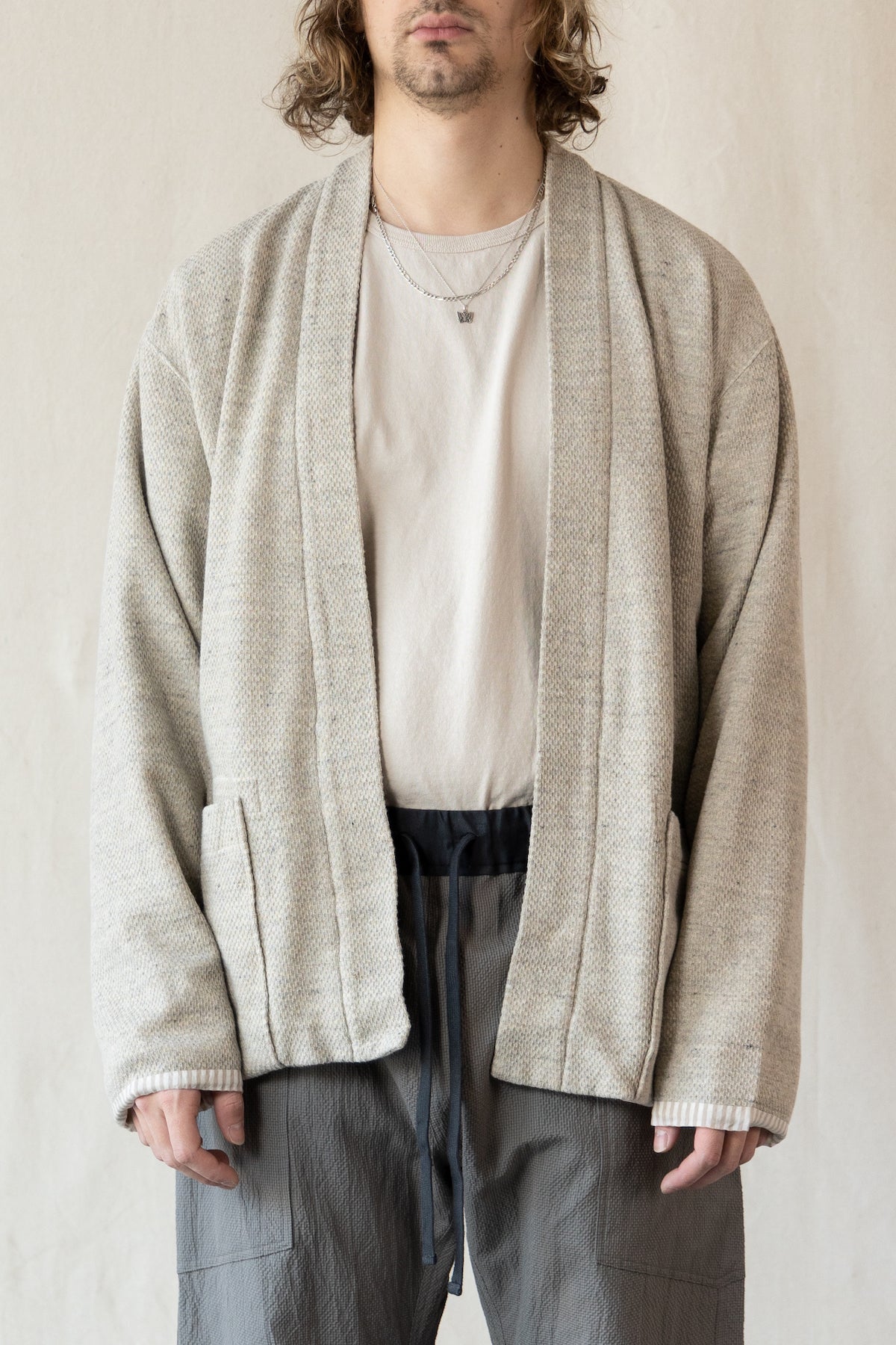 ts(s) - Honeycomb Jersey Lined Easy Cardigan - Beige - Canoe Club