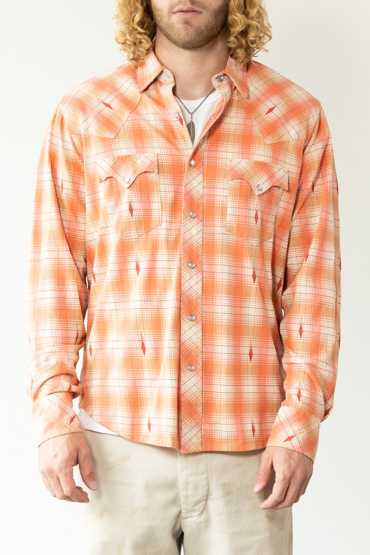 RRL - Slim Fit Plaid Jersey Western Shirt - Red/Cream Multi - Canoe Club