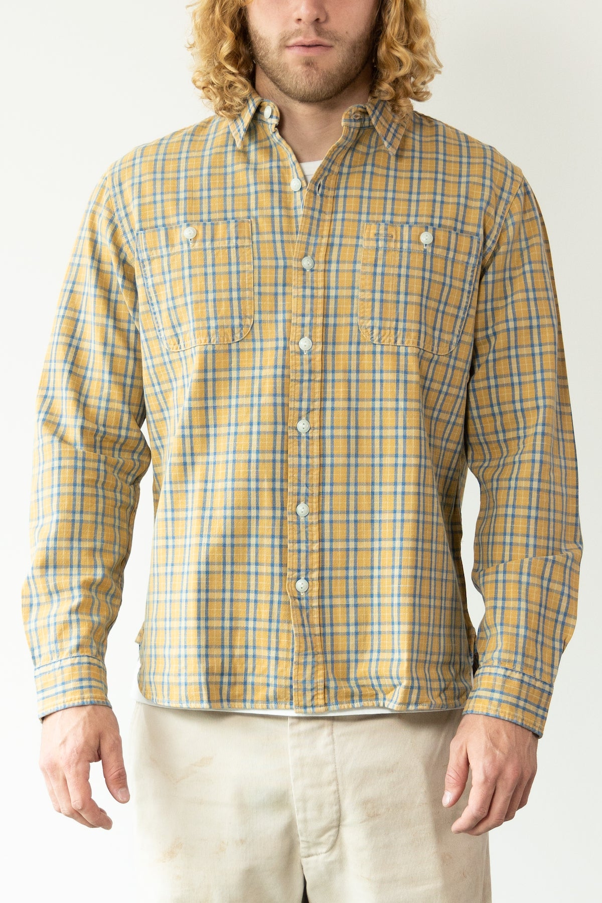 RRL - Plaid Woven Workshirt - Tan/Indigo - Canoe Club