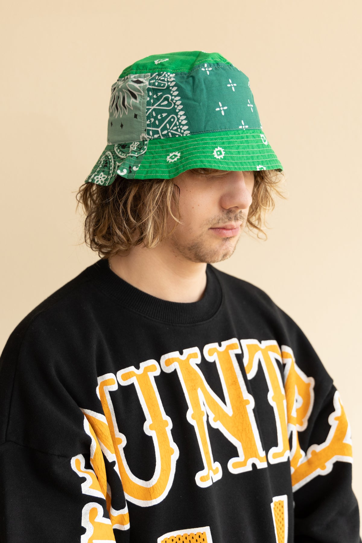 Kapital - Bandana Patchwork BUCKET Hat (Short Brim) - Green - Canoe Club