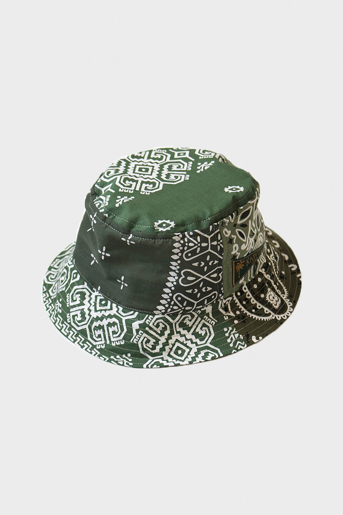 Kapital - Bandana Patchwork BUCKET Hat (Short Brim) - Khaki - Canoe Club