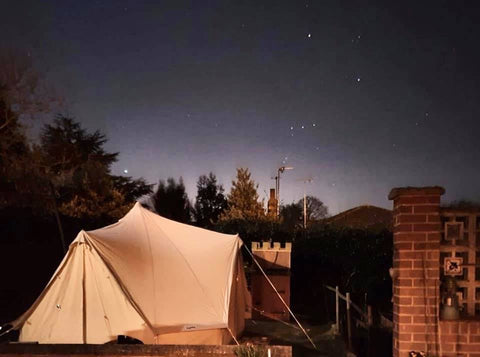 bell tent with night sky