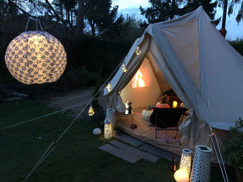 bell tent at night