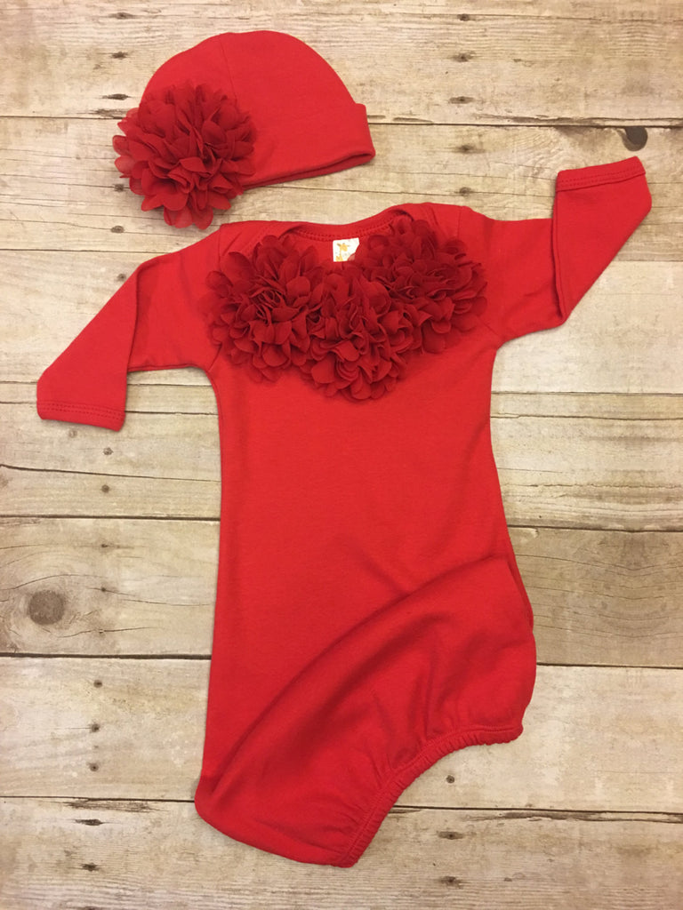 newborn baby girl red dress