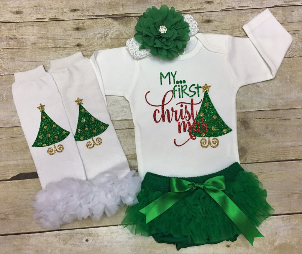 my first christmas baby girl outfit