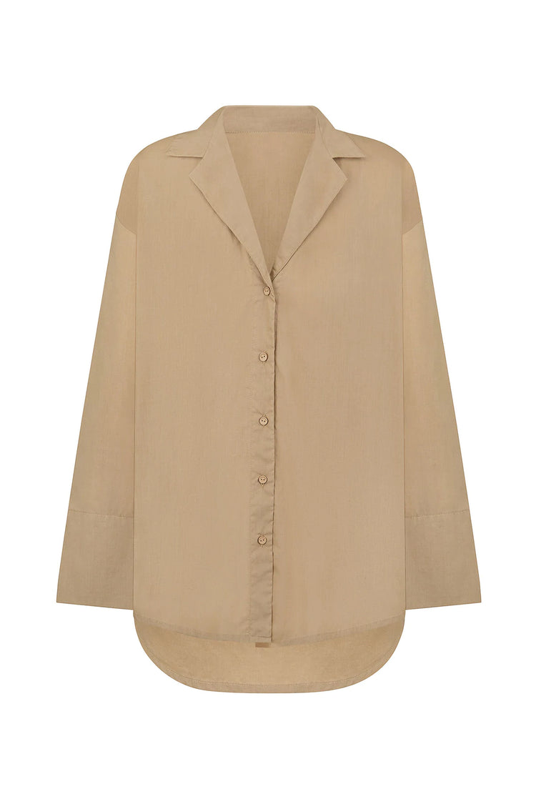 Cotton Poplin Shirt | Camel