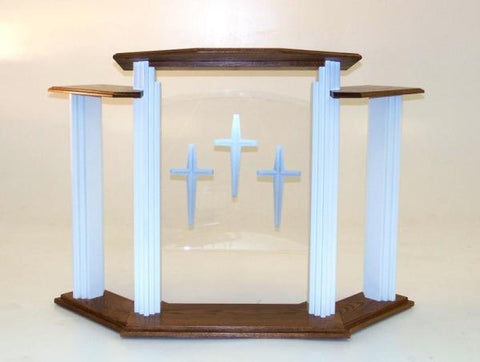White and Acrylic Pulpit with Wings.  