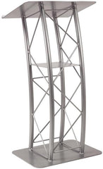 Metal Truss Lectern 4 Post Curved. Color: Silver