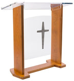 Wood with Acrylic Pulpit in Maple. Optional Cross or Plain Front Panel