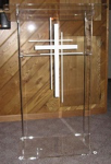 Acrylic Church Lectern with Shelf and Three Cross Logo