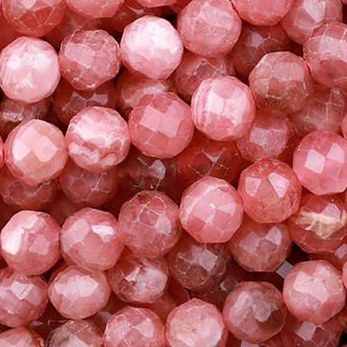 AAA Natural Rhodochrosite Faceted Round Ball Necklace 6-8MM  Rhodochrosite 16 Inch Round Balls