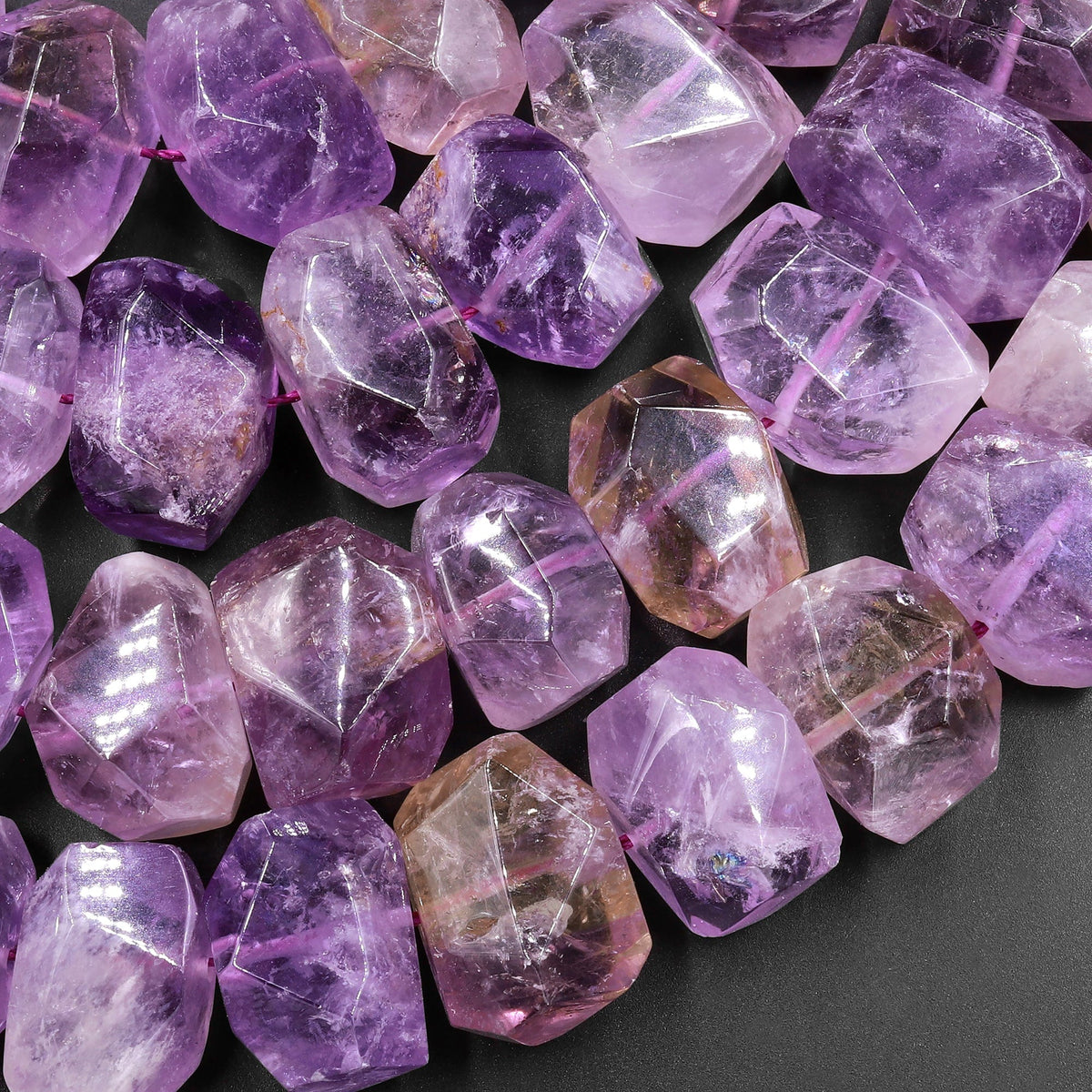 5-17 mm 16 pcs Natural Ametrine Faceted Oval Nuggets 8 inch full strand-AAA