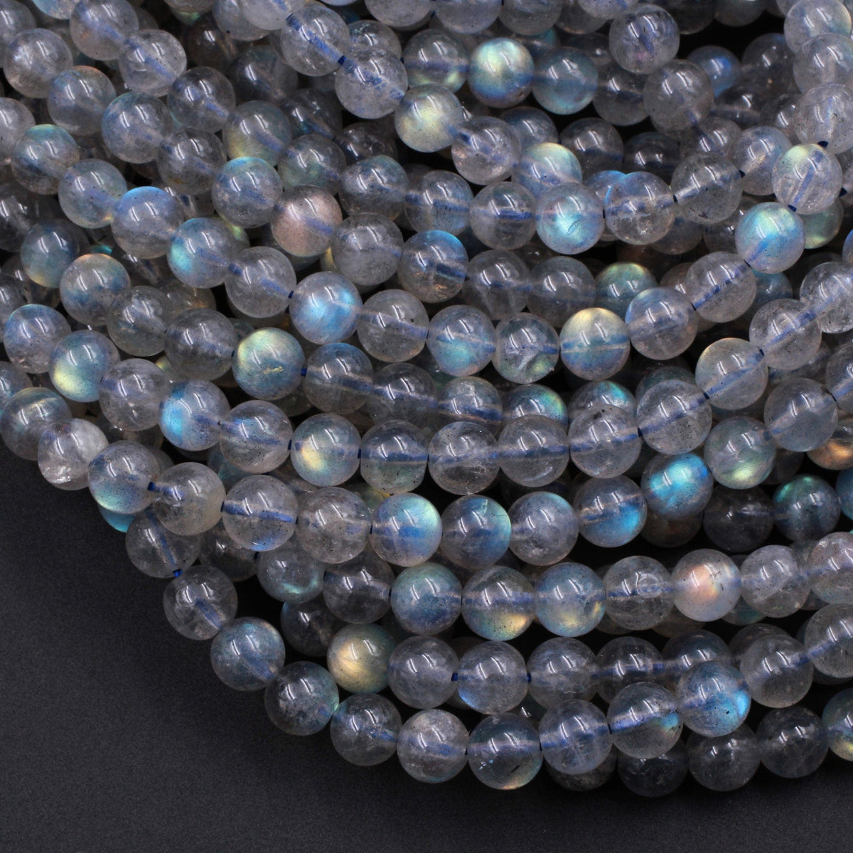 Faceted 3mm Genuine Natural Grey Labradorite Gemstone Round Loose Beads 15.5" 