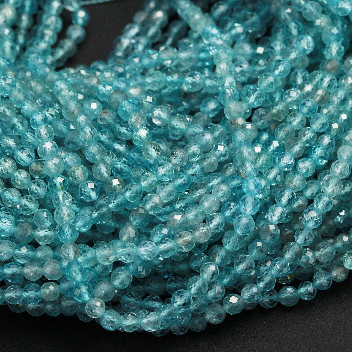 AAA High Quality Natural Genuine Blue Apatite Faceted Small Round Beads 4mm