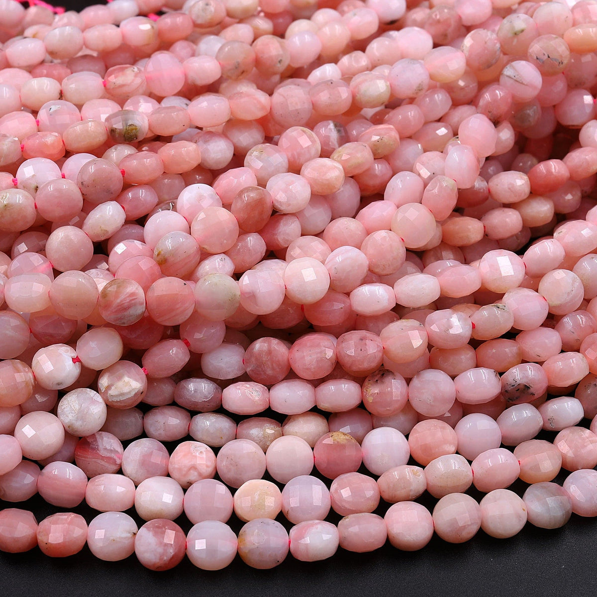 pkg of 20 beads Peruvian pink opal 8mm thin heishi disc beads,