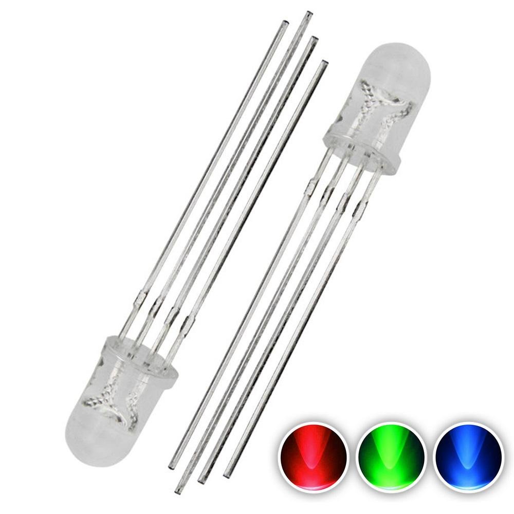 20pcs 10mm 4-Pin Tri-Color RGB Diffused Common Anode Red Green Blue LED Leds New