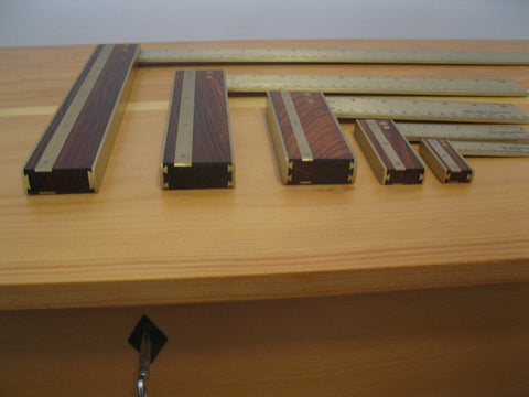 Try Squares, 2" to 14", cocobolo and brass